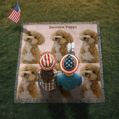 Snuggle Up With Your Favorite Puppy - Personalize Your Photo Woven Blanket (Portrait)