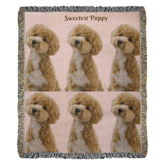 Snuggle Up With Your Favorite Puppy - Personalize Your Photo Woven Blanket (Portrait)