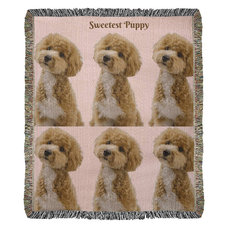 Snuggle Up With Your Favorite Puppy - Personalize Your Photo Woven Blanket (Portrait)