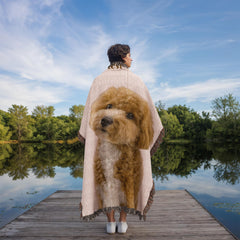 Snuggle Up With Your Favorite Puppy - Personalize Your Photo Woven Blanket (Portrait)