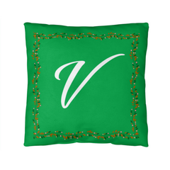 'V' For More LO'V'E - Green Christmas Pillow