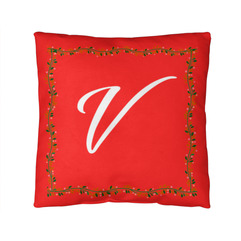 'V' for More in LOVE Red Pillow