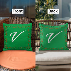 'V' For More LO'V'E - Green Christmas Pillow