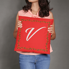 'V' for More in LOVE Red Pillow
