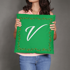 'V' For More LO'V'E - Green Christmas Pillow