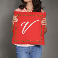 'V' for More in LOVE Red Pillow