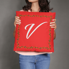 'V' for More in LOVE Red Pillow