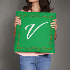 'V' For More LO'V'E - Green Christmas Pillow