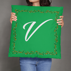 'V' For More LO'V'E - Green Christmas Pillow