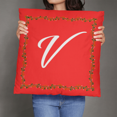 'V' for More in LOVE Red Pillow