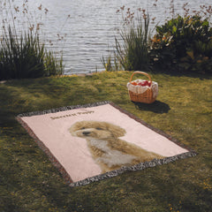 Snuggle Up With Your Favorite Puppy - Personalize Your Photo Woven Blanket (Portrait)