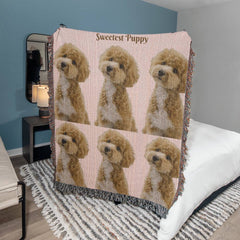 Snuggle Up With Your Favorite Puppy - Personalize Your Photo Woven Blanket (Portrait)