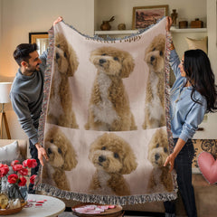 Snuggle Up With Your Favorite Puppy - Personalize Your Photo Woven Blanket (Portrait)